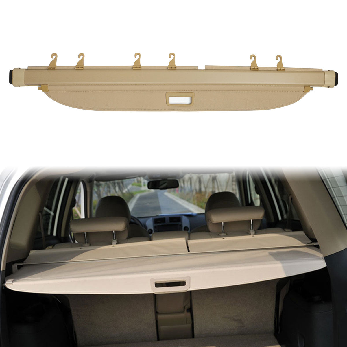 2006-2012 Toyota RAV4 OE Style Rear Cargo Cover Vinly Aluminum Rod