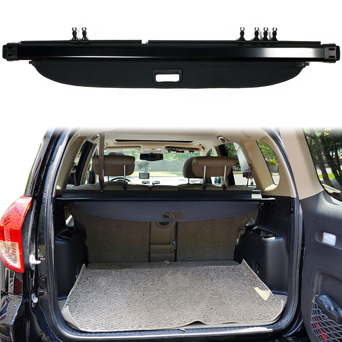 2006-2012 Toyota RAV4 OE Style Rear Cargo Cover Vinly Aluminum Rod