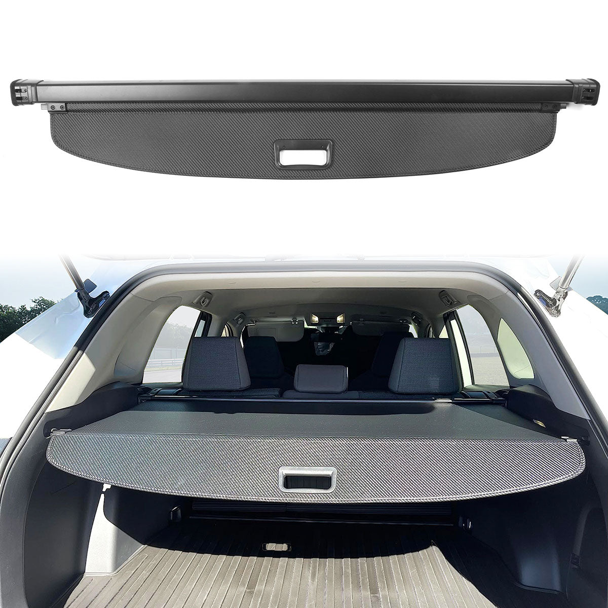 2019-2024 Toyota RAV4 Carbon Fiber Texture Retractable Cargo Cover PVC