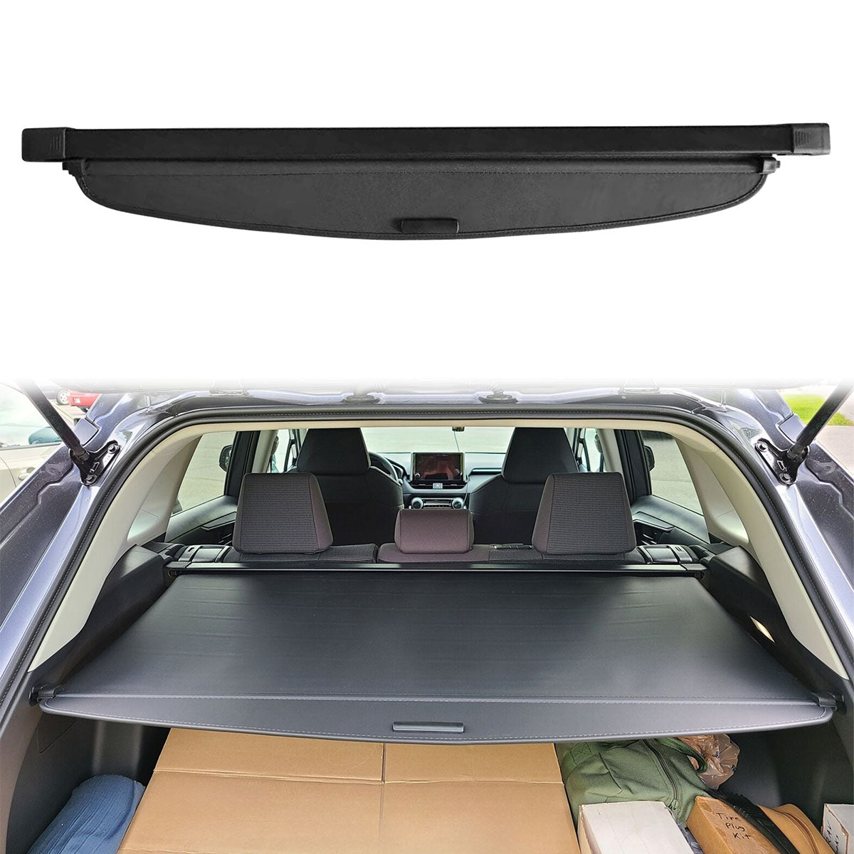 2019-2024 Toyota RAV4 & RAV4 Prime Black Cargo Cover Vinly Aluminum