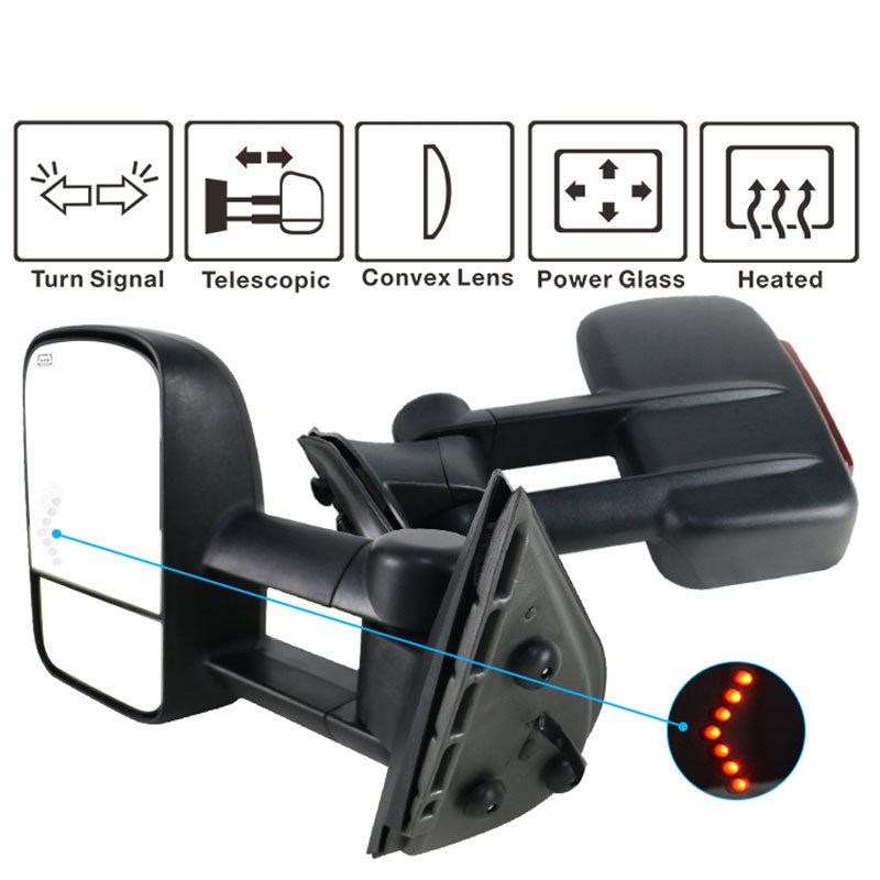 2007-2014Â Silverado Sierra Tow Mirrors Power Heated Signal Light Set