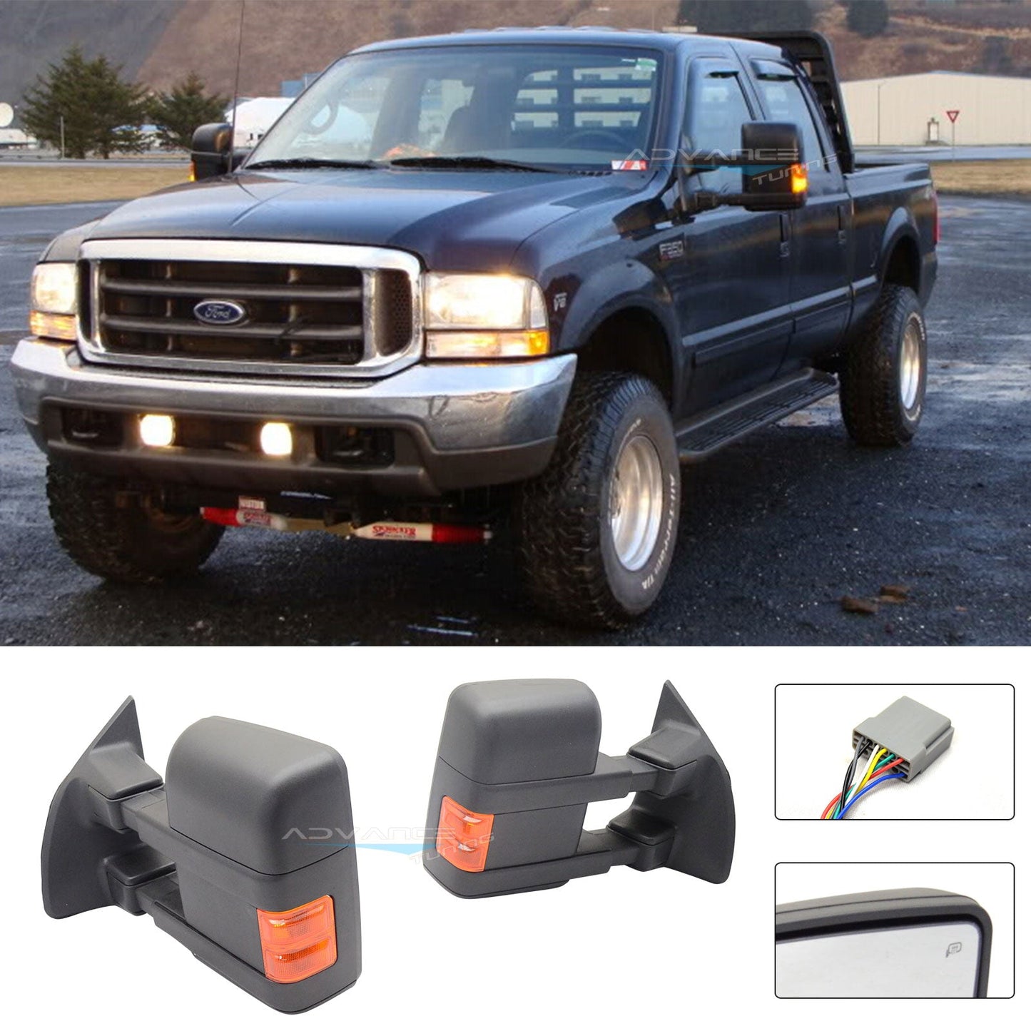 2003-2007Â Ford F250 Side View Tow Mirrors Ext Power Heated Turn Light