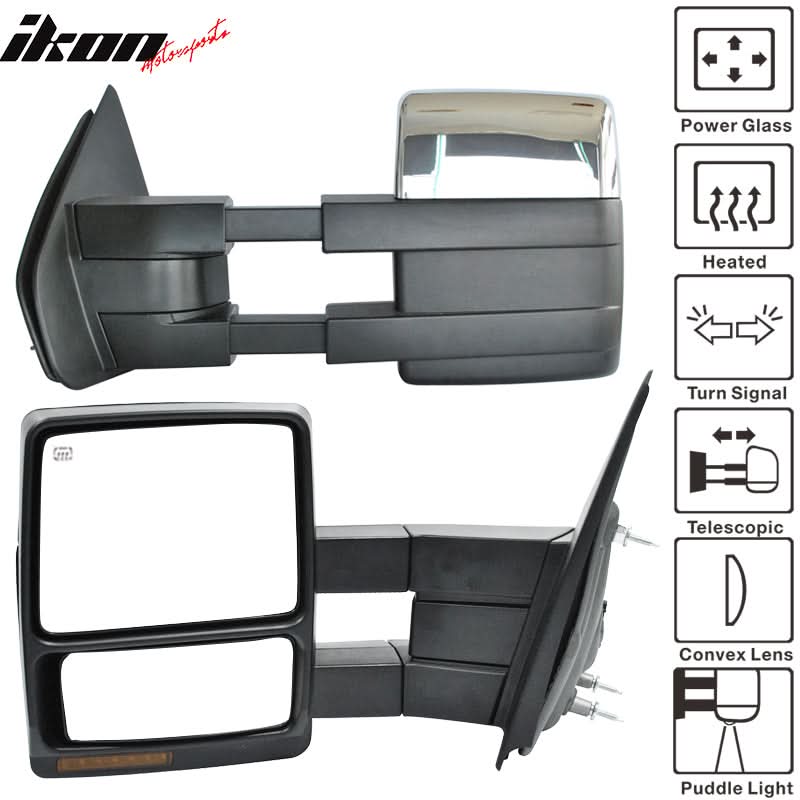 2009-2014Â F150 Tow Mirrors Power Heated Turn Signalddle Light Chrome