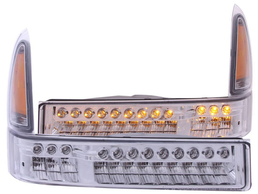 Anzo 2000-2004 Ford Excursion LED Parking Lights Chrome w/ Amber Reflector