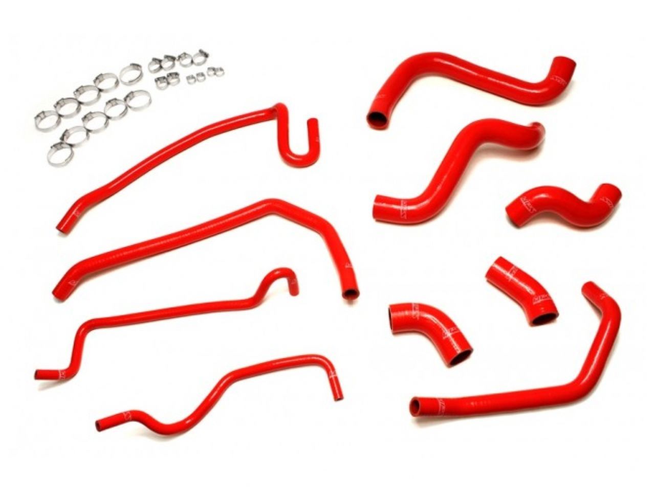 HPS Performance HPS Red Reinforced Silicone Radiator and Heater Hose Kit Coolant Ford 11-14 Mustang GT 5.0L V8 & Boss 302
