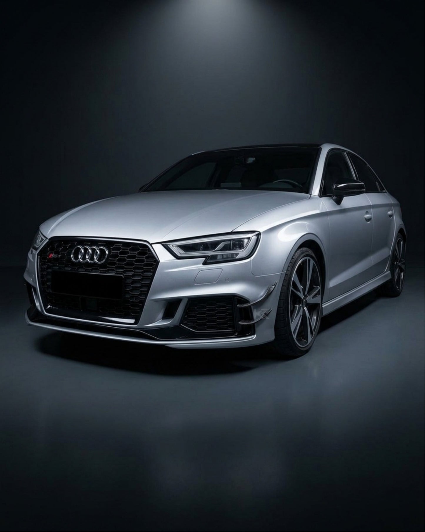 2017–2019 Audi RS3 8V Sedan Front Bumper Fins – Carbon Fiber