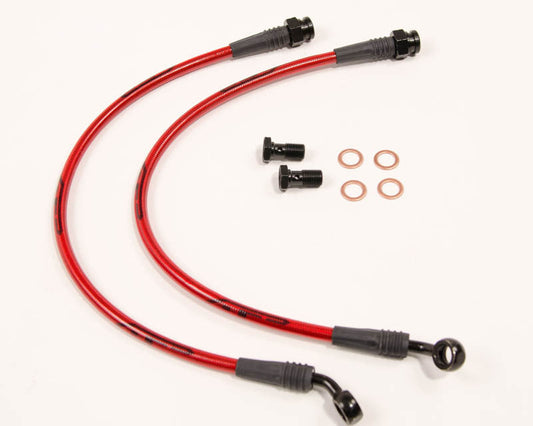 Agency Power 09-16 Hyundai Genesis Coupe Rear Steel Braided Brake Lines (Red Lines/Black Fittings) AP-BK-410