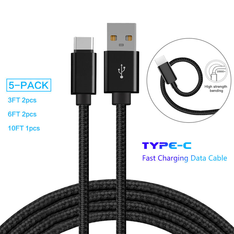 Type C USB Charge Cable Fast Charging Data Sync Cable 3Ft 6Ft 10Ft