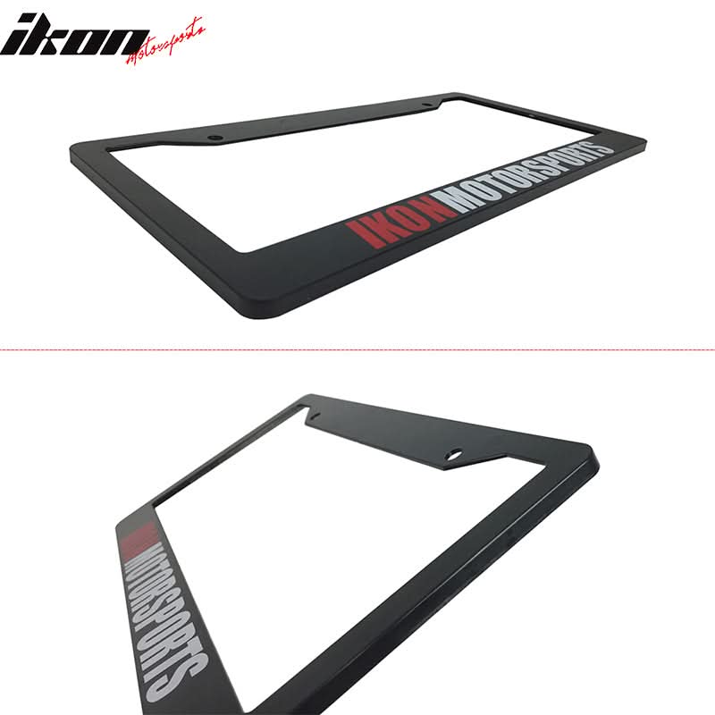 Black License Plate Frame Holder Bracket IKON MOTORSPORTS + Screw Cap