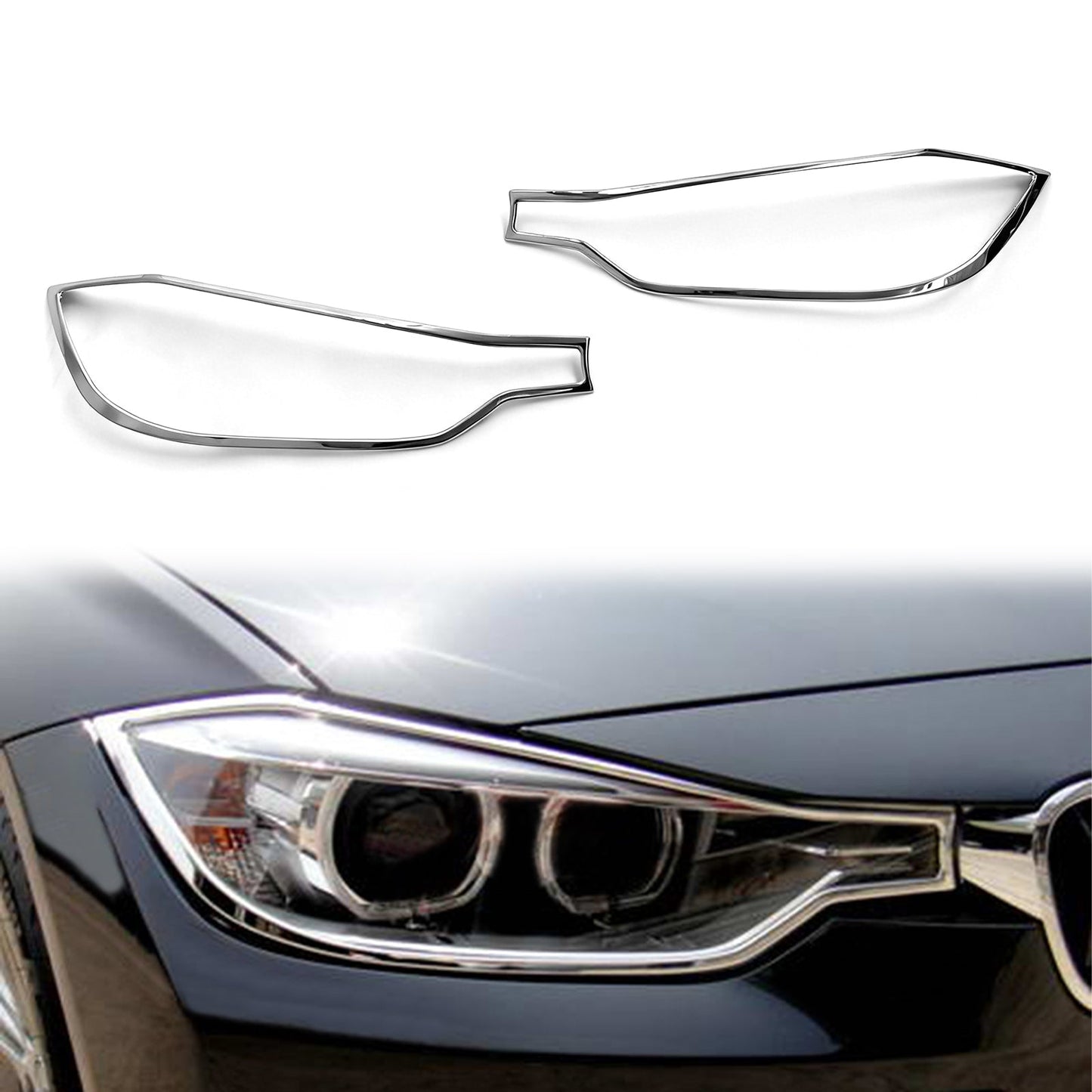 2012-2013 BMW F30 3-Series Sedan Headlight Bezels Cover Chrome ABS