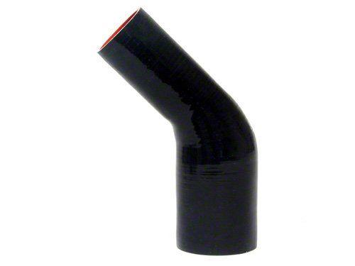 HPS 2-3/8" - 3-1/8" ID, Silicone 45 Degree Elbow Reducer Coupler Hose, High Temp 4-ply Reinforced, Black, 60mm - 80mm ID
