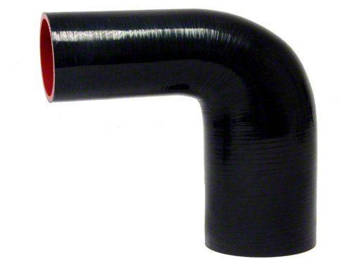 HPS 1" - 1-1/2" ID, Silicone 90 Degree Elbow Reducer Hose, High Temp 4-ply Reinforced, Black, 25mm - 38mm ID