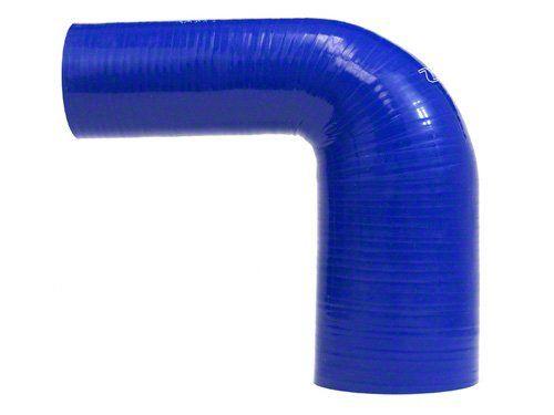 HPS 3-3/4" - 4" ID, Silicone 90 Degree Elbow Reducer Hose, High Temp 4-ply Reinforced, Blue, 95mm - 102mm ID