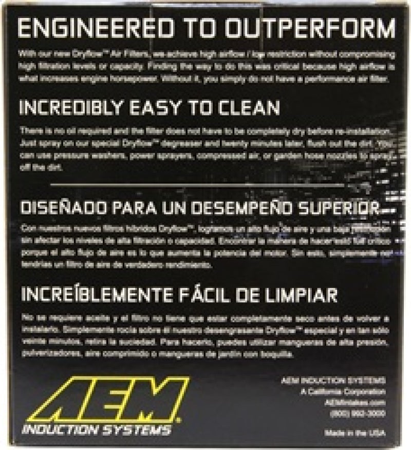 AEM Induction AEM 4 inch Short Neck 5 inch Element Filter Replacement 21-205DK