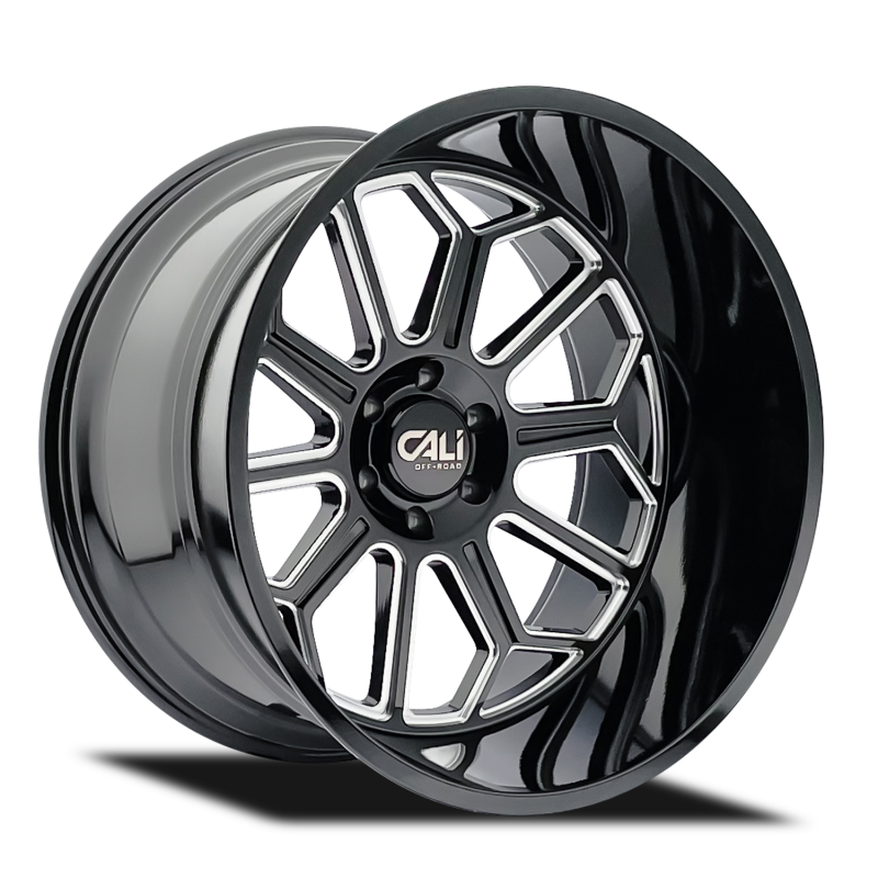 Cali Off-Road 9117 Auburn 22x12 / 6x139.7 BP / -51mm Offset / 106mm Hub Gloss Black Milled Wheel 9117-22283BM