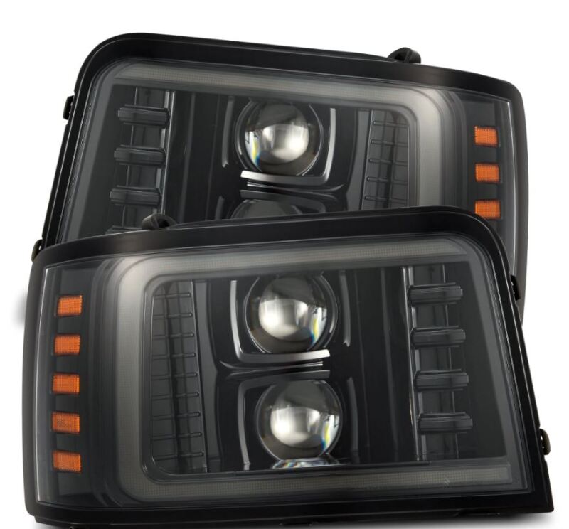 AlphaRex 92-96 Ford F-Series/Bronco PRO-Series Proj Headlights Alpha-Blk w/Seq. Sig & DRL 880265 *Discontinued
