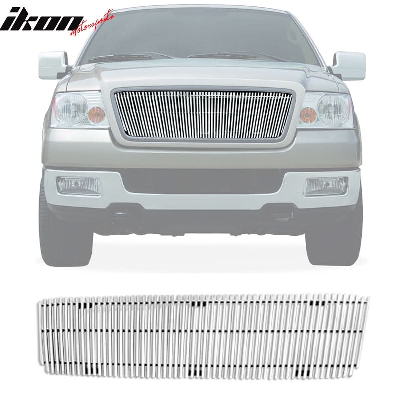 2004-2008 Ford F150 Vertical Overlay Style Polished Silver Front Grile