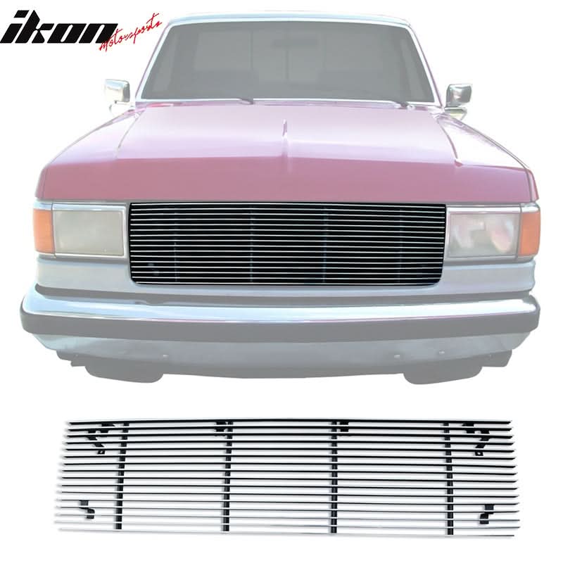 1987-1991 Ford Bronco & F-150 Cutout Style Polished Silver Front Grile