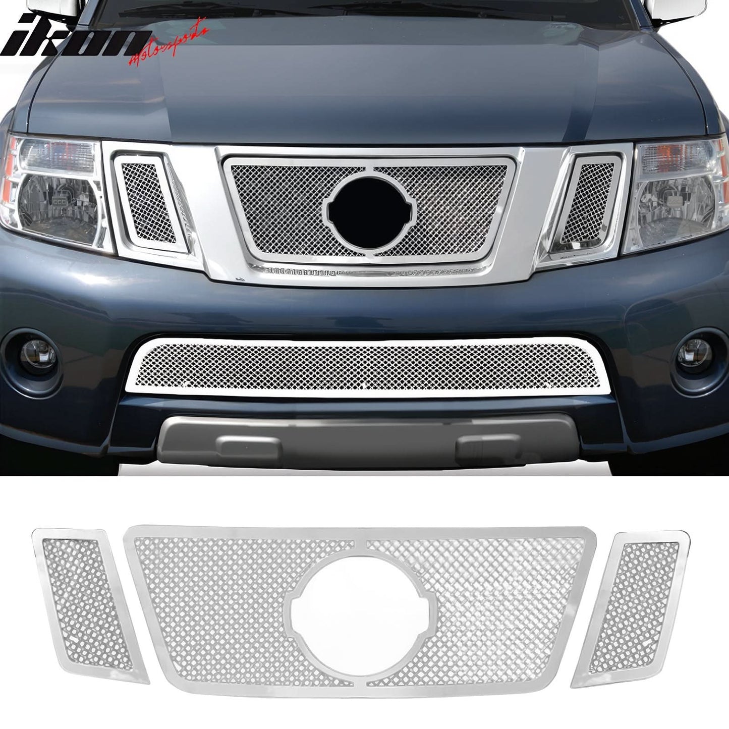 2008-2012 Nissan Pathfinder Mesh Chrome Front Grille Stainless Steel