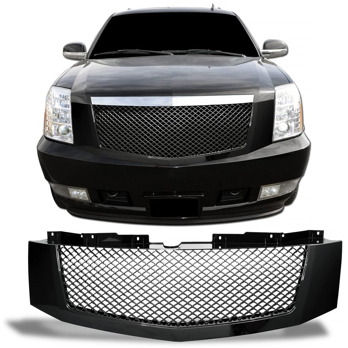 2007-2014 Cadillac Escalade Mesh Style Front Bumper Grille Black ABS