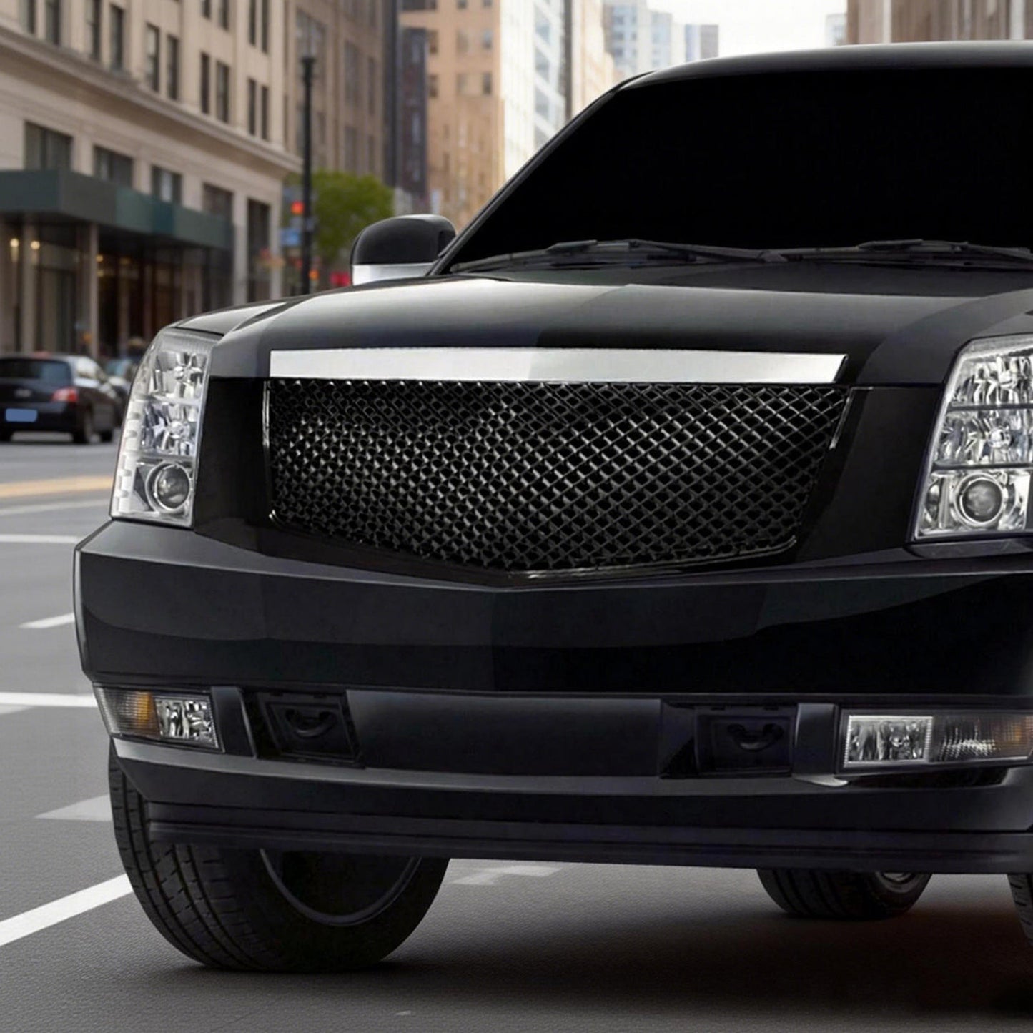 2007-2014 Cadillac Escalade Mesh Style Front Bumper Grille Black ABS