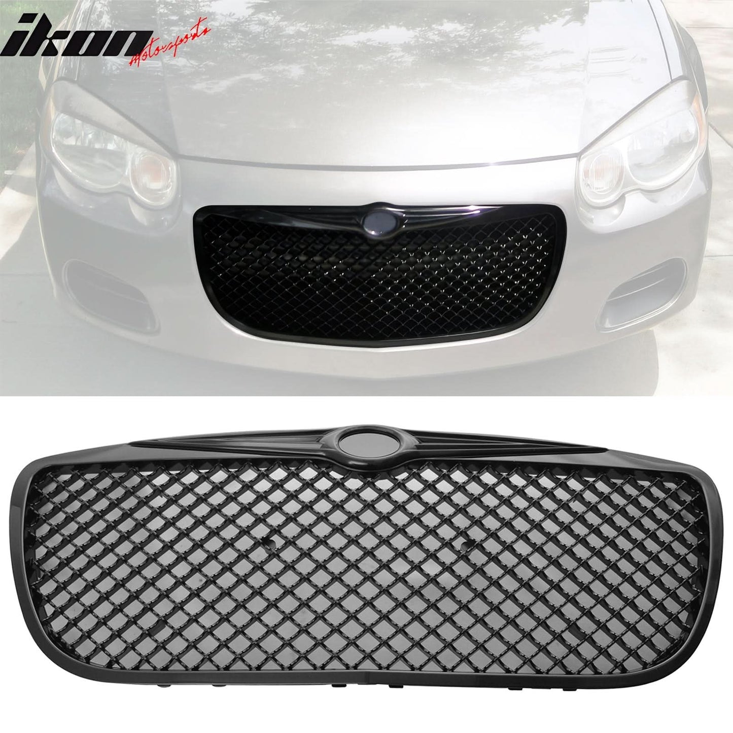 2004-2006 Chrysler Sebring Bentley Style Front Upper Grille + B Emblem