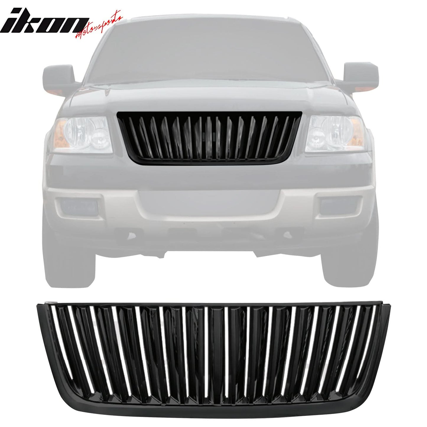 2003-2006 Ford Expedition Vertical Style Front Bumper Grille Black ABS