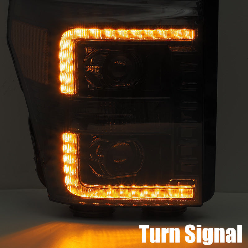 AlphaRex 11-16 Ford F-350 SD LUXX LED Proj Headlights Plank Style Alpha Blk w/Activ Light/Seq Signal 880143 *Discontinued
