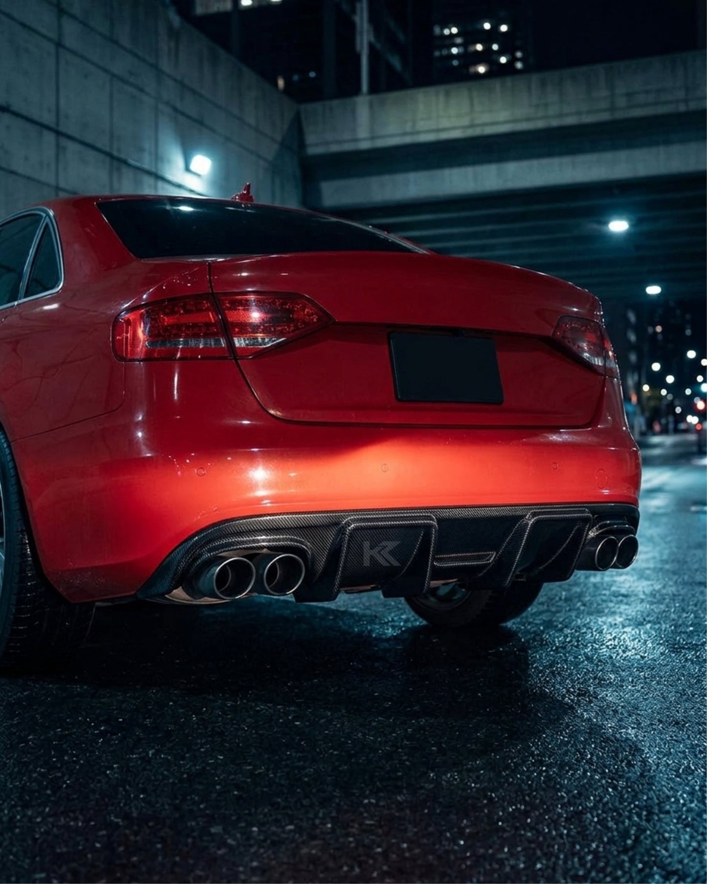 2008–2012 Audi A4 S-Line / S4 B8 Sedan Wide Scoop Rear Valance Diffuser – Carbon Fiber
