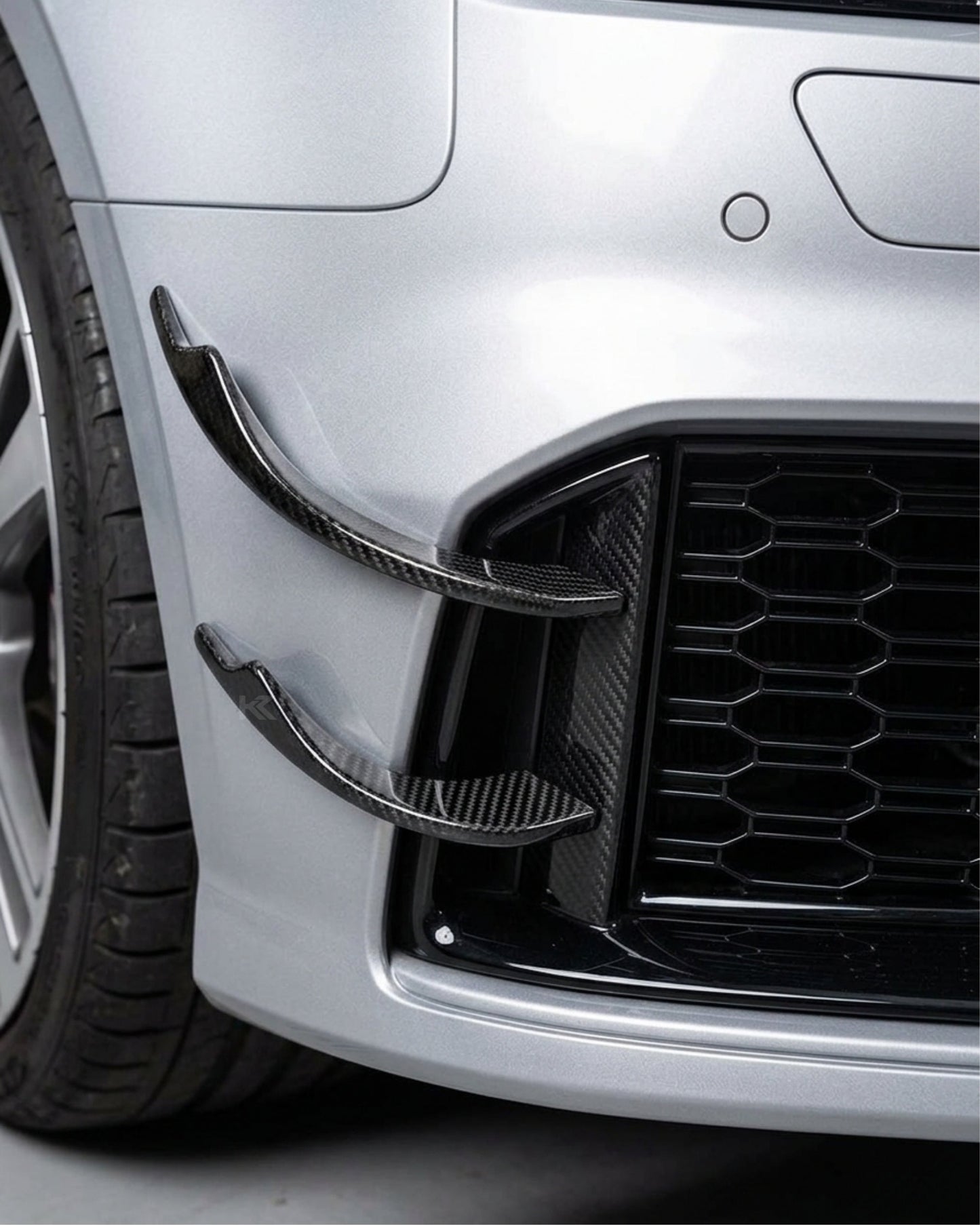 2017–2019 Audi RS3 8V Sedan Front Bumper Fins – Carbon Fiber