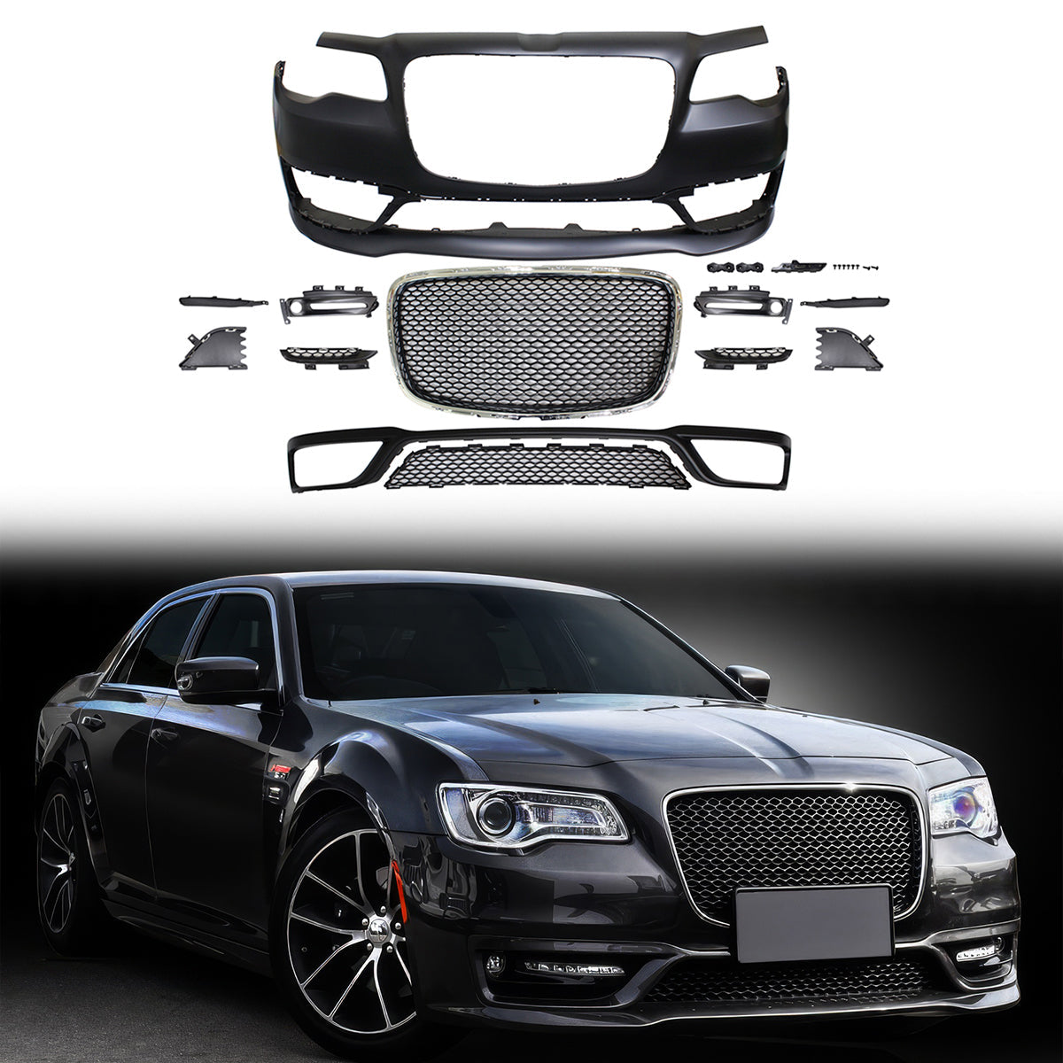 2015-2023 Chrysler 300 S Model Front Bumper Cover+Grill No Sensor Hole