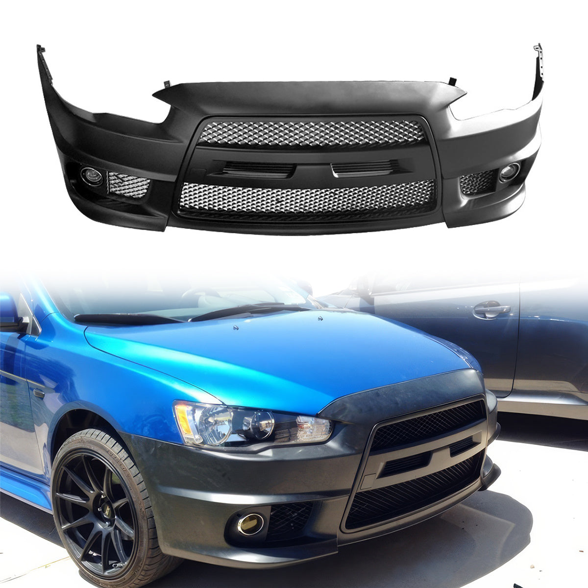2008-2015 Mitsubishi Lancer EVO Style Front Bumper Cover W/ Fog Lights