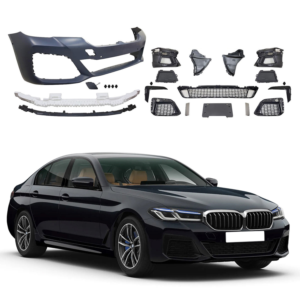 2021-2023 BMW G30 M550 Style M Sport Front Bumper Cover Conversion
