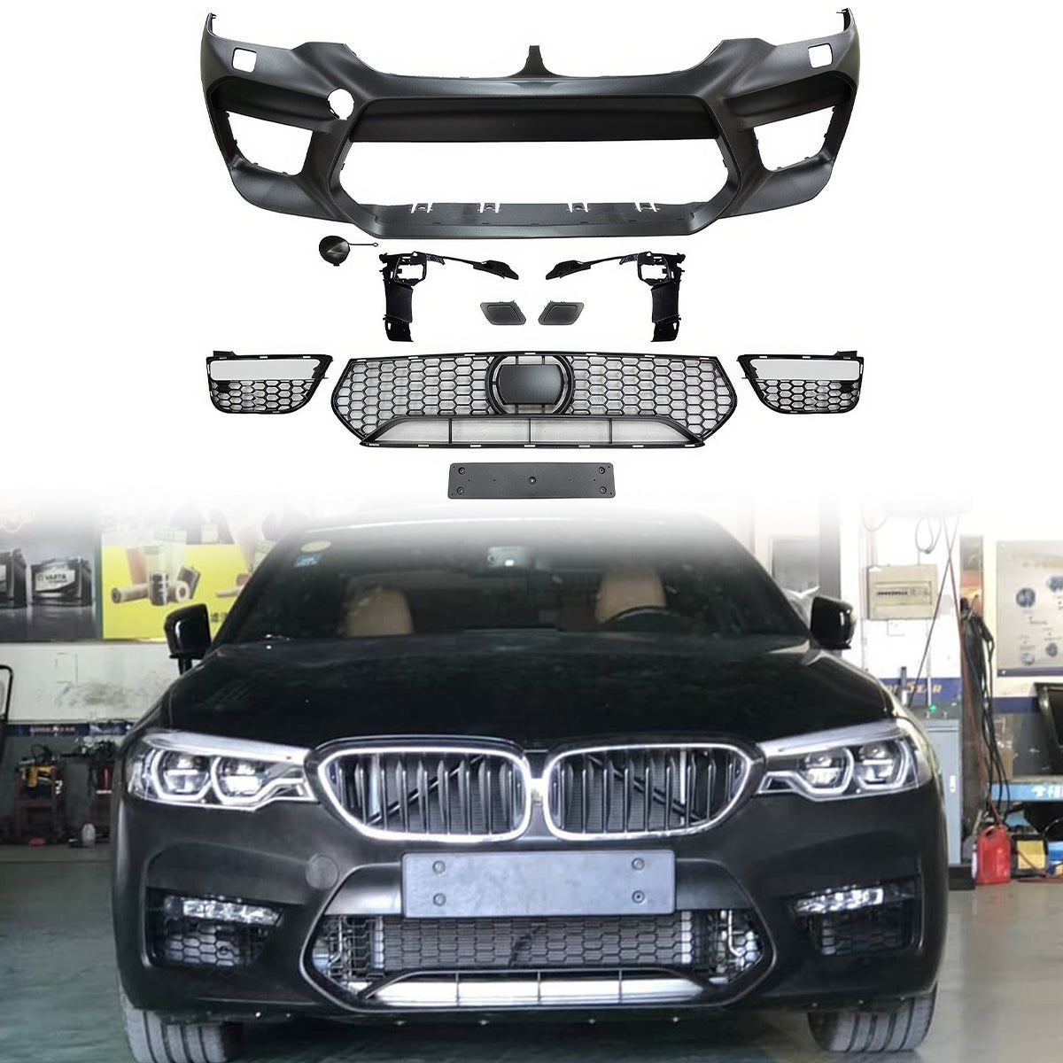 Fits 17-20 BMW G30 Sedan M5 Front Bumper w/ Fog Cover