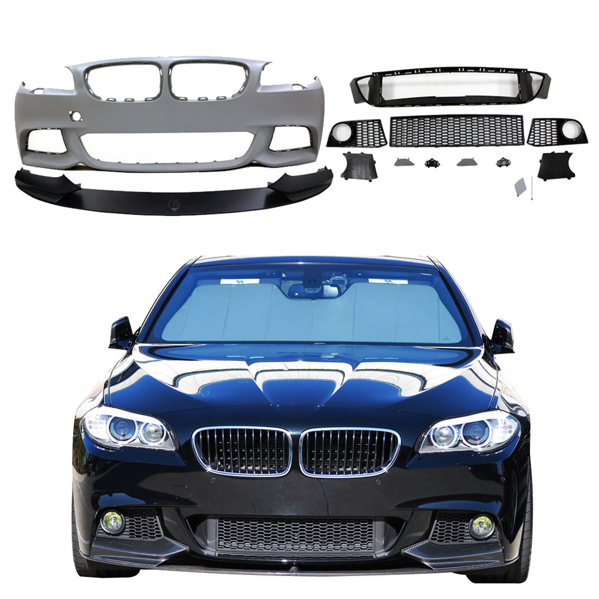 Fits 11-16 5-Series F10 M-P Front Bumper Fog Cover Polypropylene