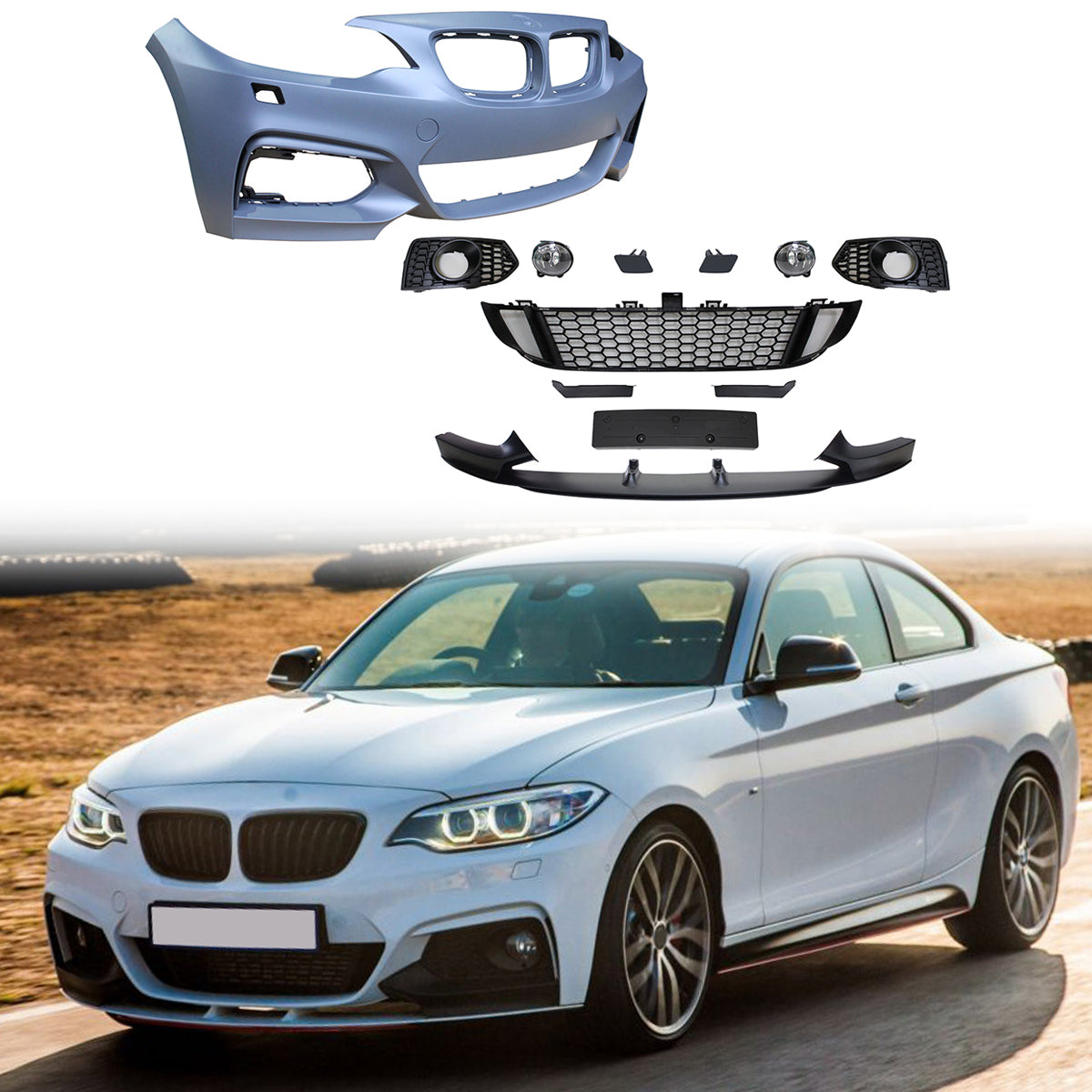 2014-2021 BMW F22 F23 MP Style Front Bumper Cover W/Fog Lights PP