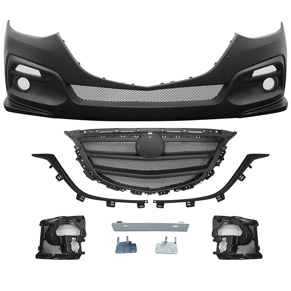 2014-2016 Mazda 3 KS Style Unpainted Front Bumper Conversion W/ Grille
