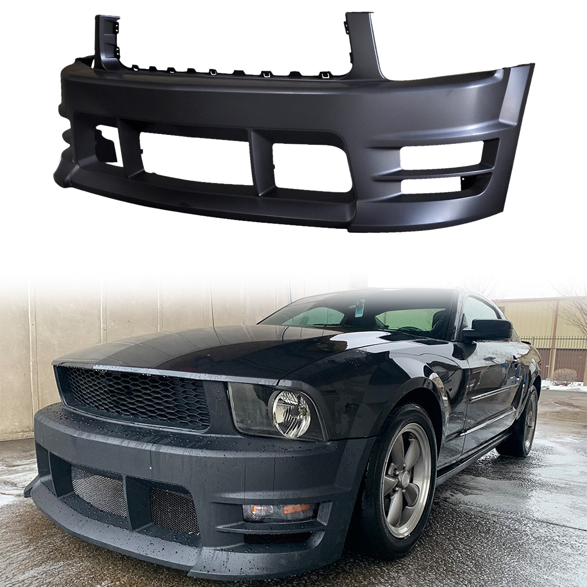 2005-2009 Ford Mustang V6 Racer Style Unpainted Front Bumper Cover PP