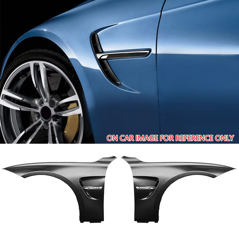 2012-2018 F30 M3 M4 Style Unpainted Metal Fender with Chrome Side Vent