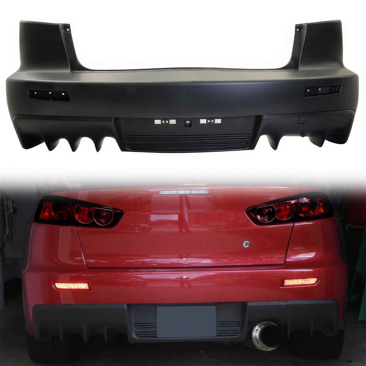 2008-2015 Mitsubishi Lancer EVO 1 Outlet Rear Bumper Conversion PP