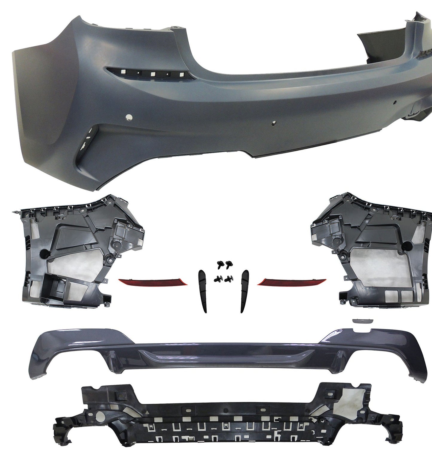 2019-2022 BMW 3 Series G20 Sedan M340 Style Black Rear Bumper Cover