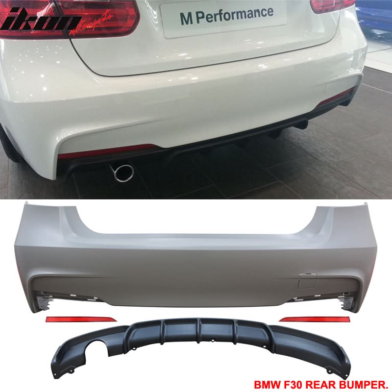 2012-2018 BMW 320i M-P Style Single Outlet Rear Bumper Conversion PP