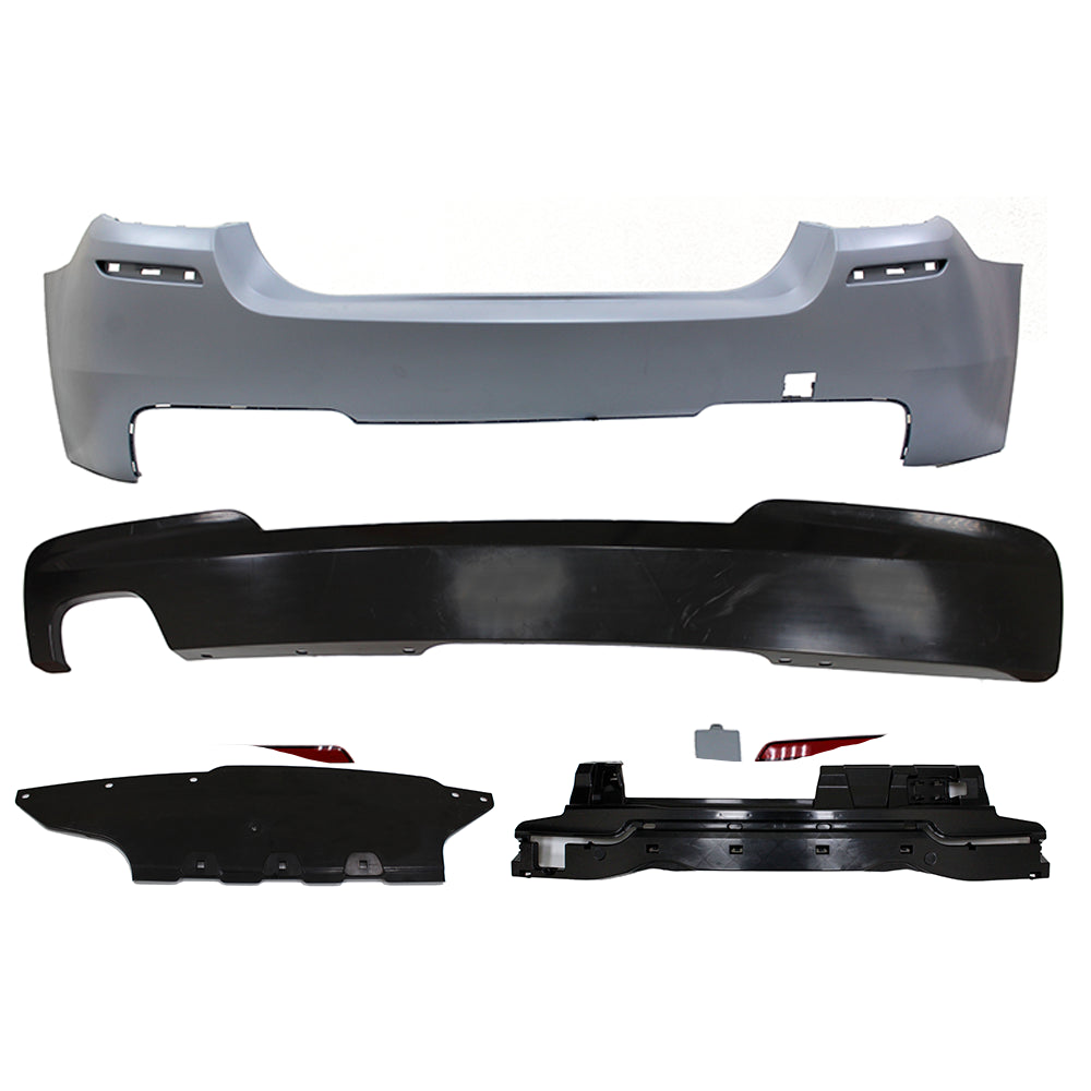 2011-2016 BMW F10 5-Series MTech Style Single Outlet Rear Bumper Cover