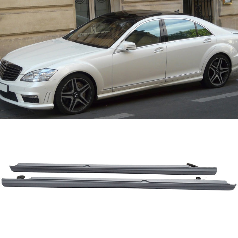 2007-2013 Benz W221 S CLASS AMG Style Unpainted Black Side Skirts PP