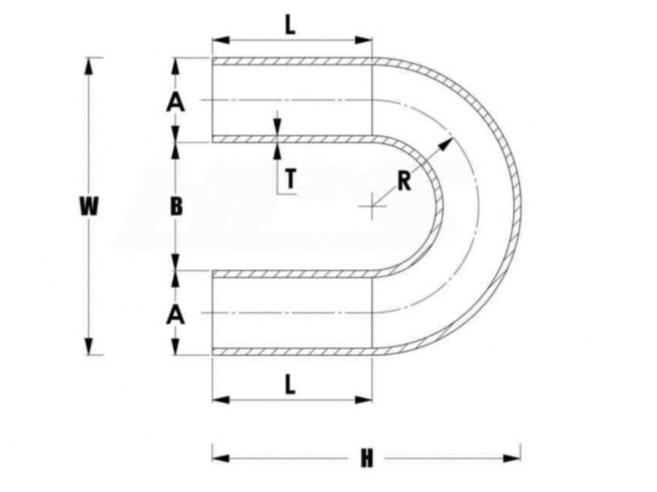 HPS Performance Products HPS 1" OD 180 Degree U Bend 6061 Aluminum Elbow Pipe Tubing 16 Gauge w/ 1-1/2" CLR