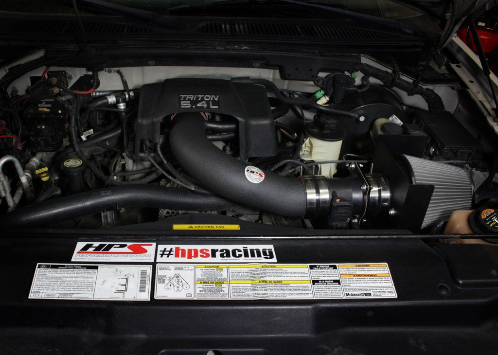 HPS Performance Shortram Air Intake Kit 1997-1999 Ford F250 4.6L 5.4L V8, Includes Heat Shield, Black