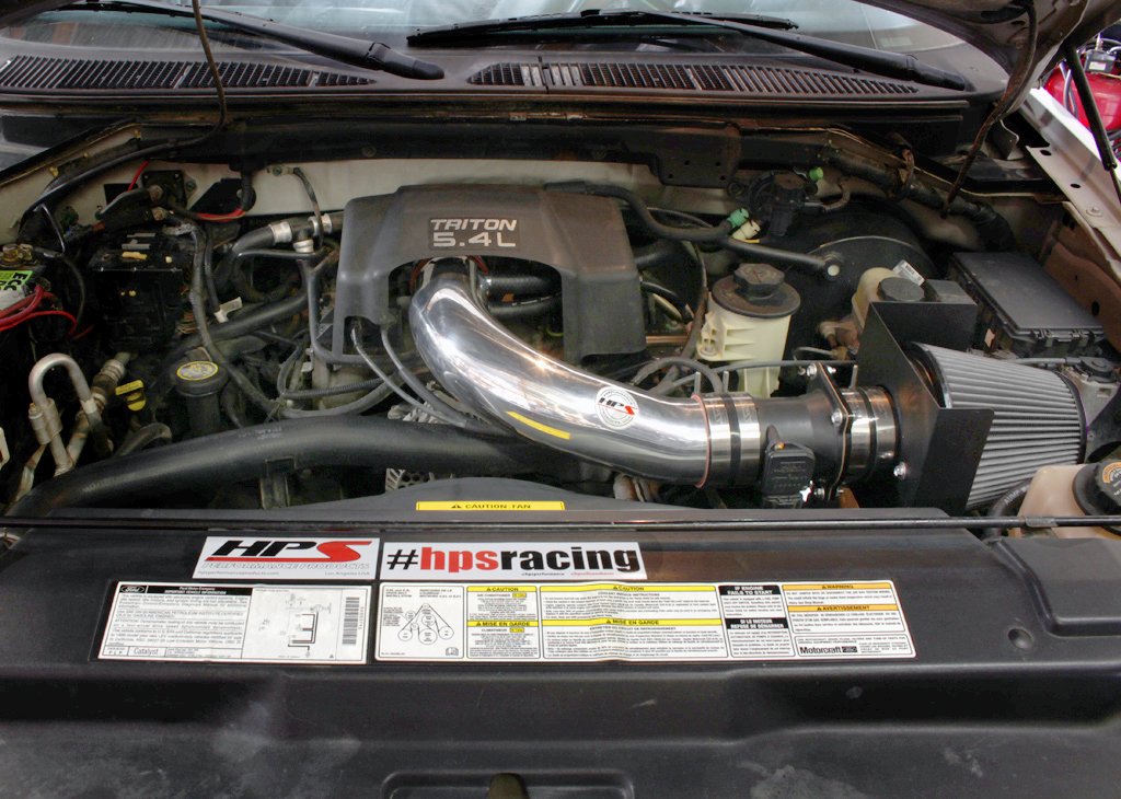 HPS Shortram Air Intake Kit 2001-2003 Ford Lobo 5.4L V8, Includes Heat Shield, Polish