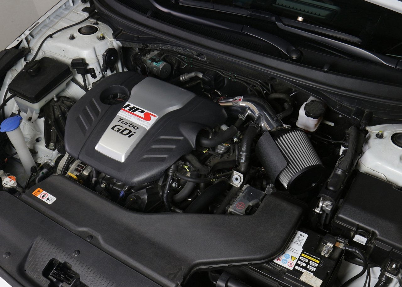 HPS Shortram Air Intake Kit 2015-2017 Hyundai Sonata Eco 1.6L Turbo, Includes Heat Shield, Black