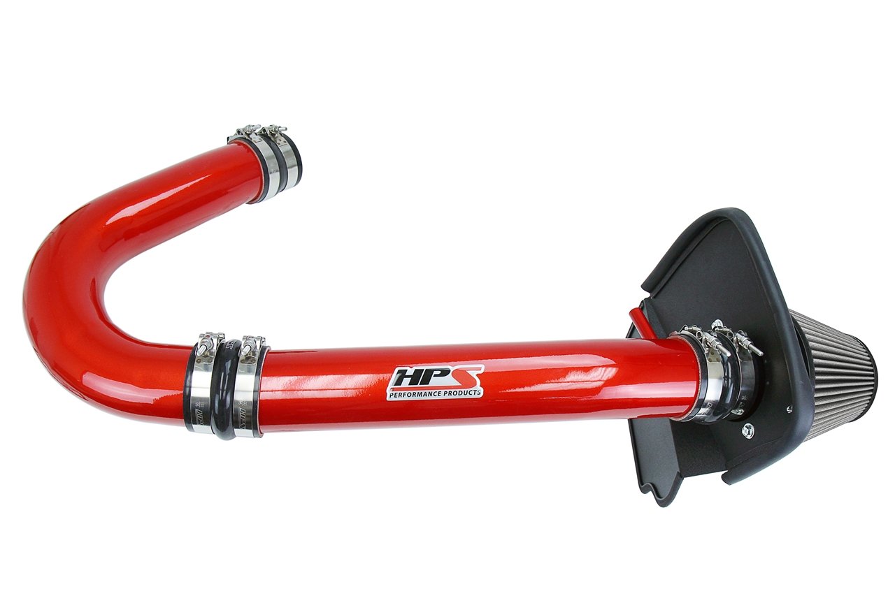 HPS Shortram Air Intake Kit 2011-2018 Dodge Challenger 3.6L V6, Includes Heat Shield, Red