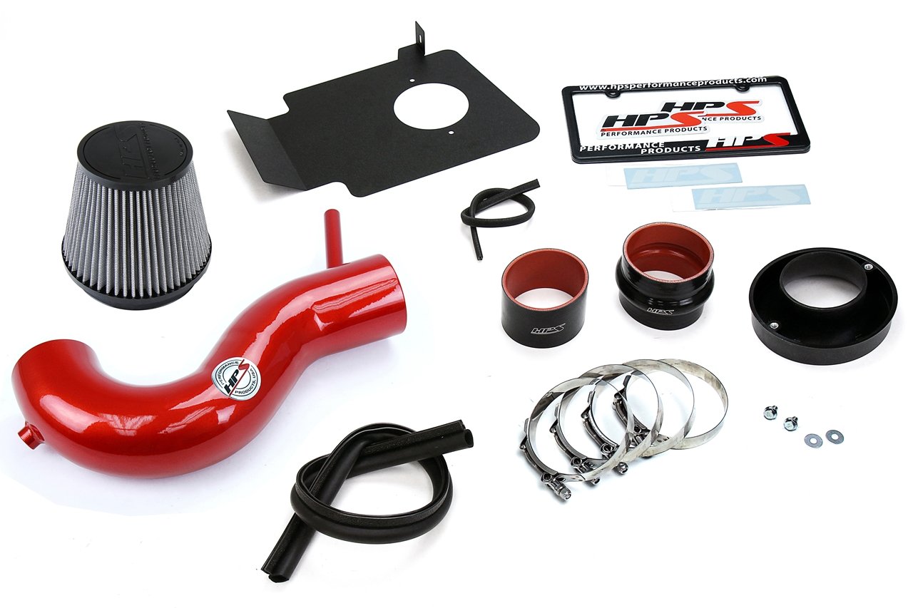 HPS Performance Shortram Air Intake Kit 2009-2010 Dodge Challenger 5.7L V8, Includes Heat Shield, Red